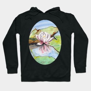 lotus oval watercolor painting Hoodie